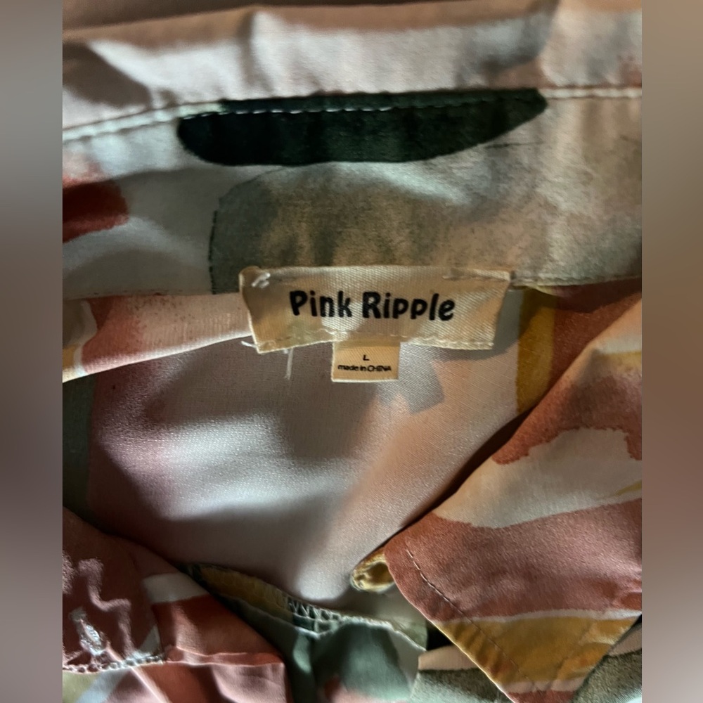 Pink Ripple Abstract Multicolor Button-Up Shirt - Picture 4 of 4